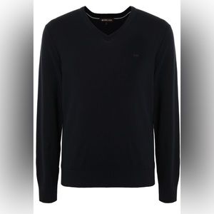 Michael Kors Black V-Neck Sweater (stitched MK logo)